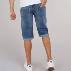 Crosshatch Herren Tillforth Baggy Denim Shorts Stonewash