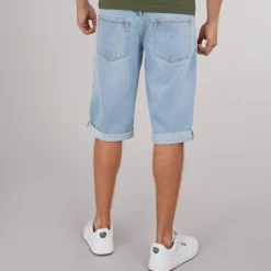 Crosshatch Herren Tillforth Baggy Denim Shorts Helle Waschung