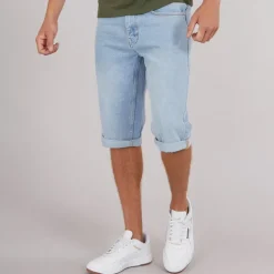 Crosshatch Herren Tillforth Baggy Denim Shorts Helle Waschung