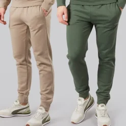 Crosshatch Herren Traymax Jogginghose 2er-Pack Khaki/Stein