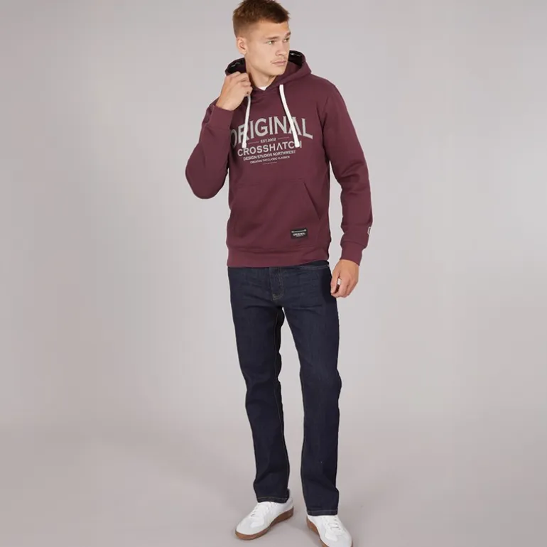 Crosshatch Herren Vintage Kapuzenpullover Rosine