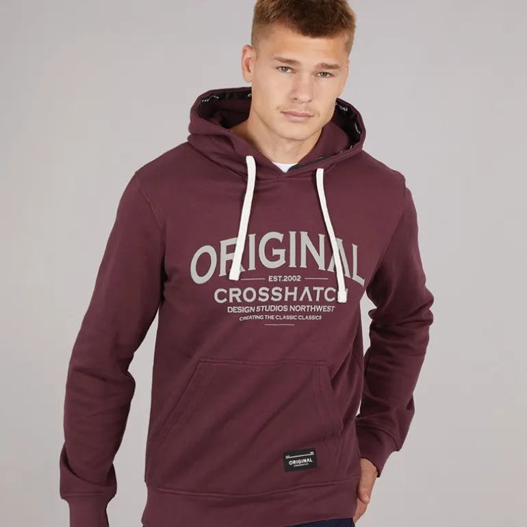 Crosshatch Herren Vintage Kapuzenpullover Rosine