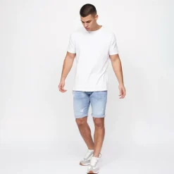 Crosshatch Jeans-Shorts Herren mit Riptrey-Details in Hellblau