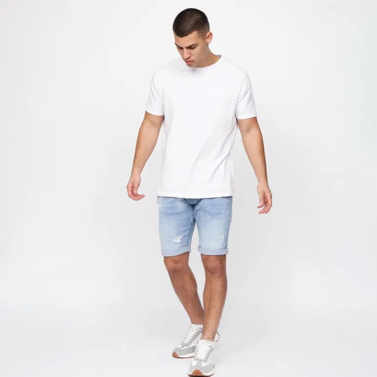 Crosshatch Jeans-Shorts Herren mit Riptrey-Details in Hellblau