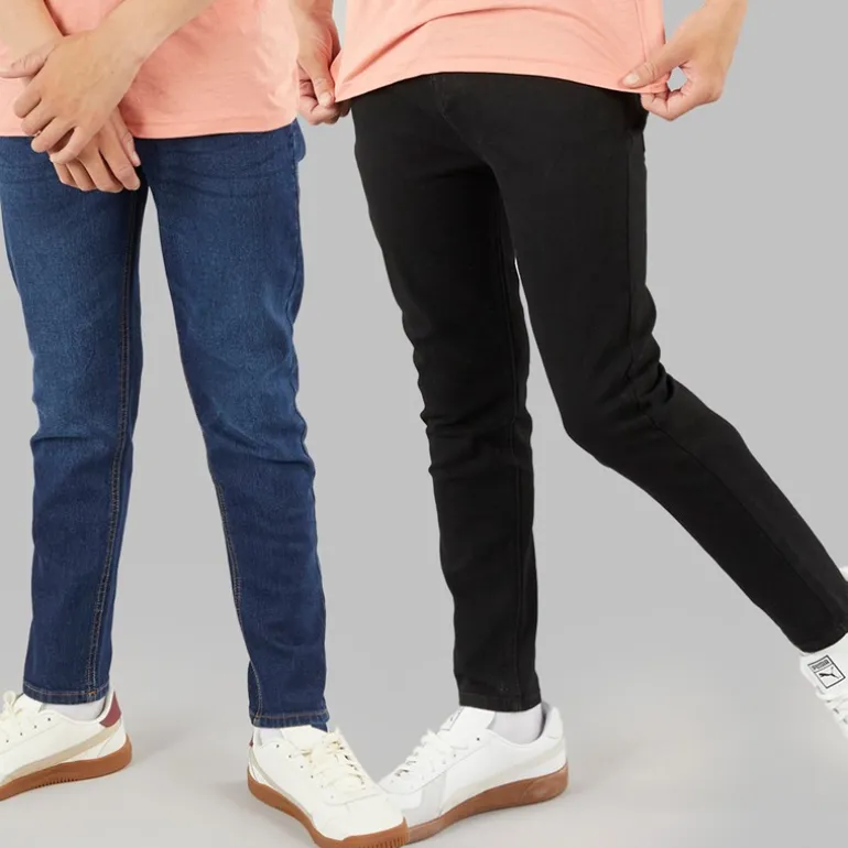 Crosshatch Junge Dracker Straight Fit Zwei Pack Jeans Dark Wash/Schwarz