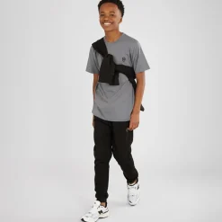 Crosshatch Junge Dreiteiliges Hoodie T Shirt und Jogginghose Set Schwarz / Anthrazit