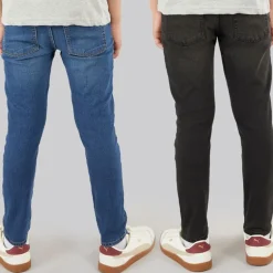 Crosshatch Junge Slim Zwei Pack Jeans Mittelblau/Schwarz Gewaschen