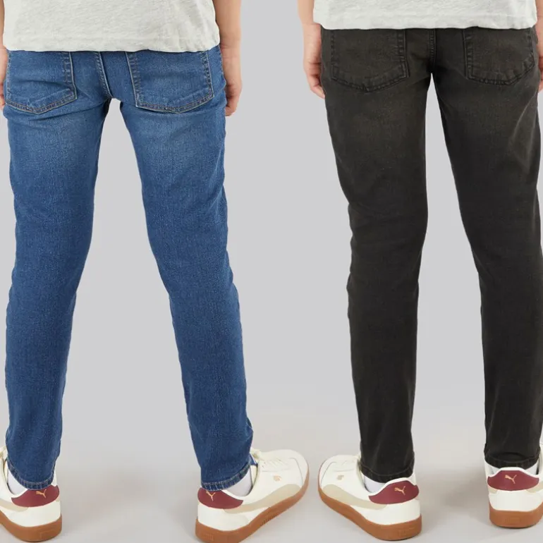 Crosshatch Junge Slim Zwei Pack Jeans Mittelblau/Schwarz Gewaschen