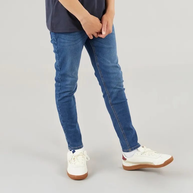 Crosshatch Junge Straight Jeans Mittelblau