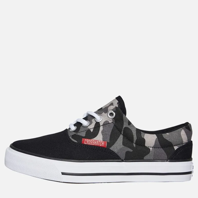 Crosshatch Junior Junge Skywalk Canvas Pumps Black Camo
