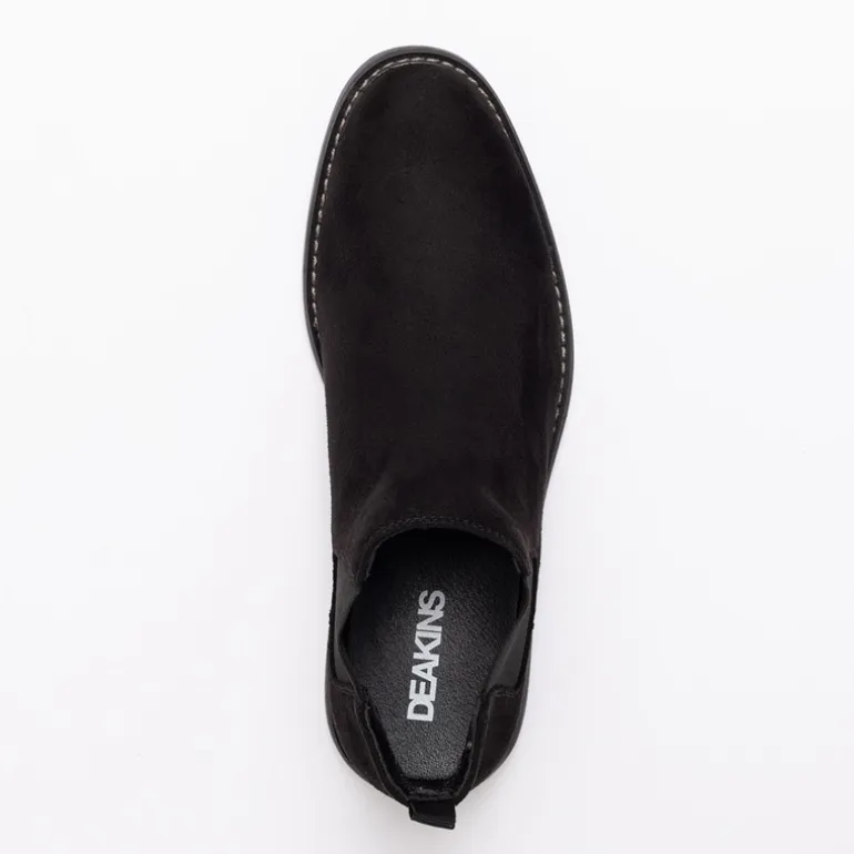 Deakins Herren Chelsea Boots Schwarz Wildleder