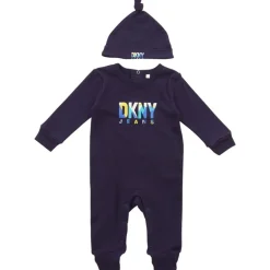 DKNY Jeans Baby Junge Outfit Mit Knoten Mütze Set Navy