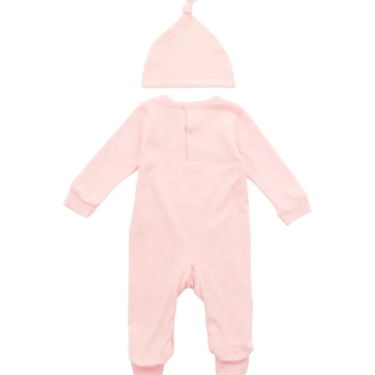 DKNY Jeans Baby Mädchen Outfit Mit Geknotetem Hut Set Pink Baby Pink