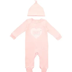 DKNY Jeans Baby Mädchen Outfit Mit Geknotetem Hut Set Pink Baby Pink