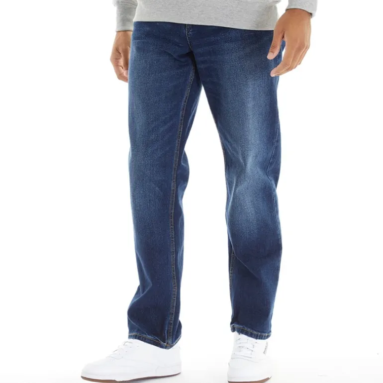 Duck and Cover Herren Rushawn Jeans mit lockerer Passform Mittelblau