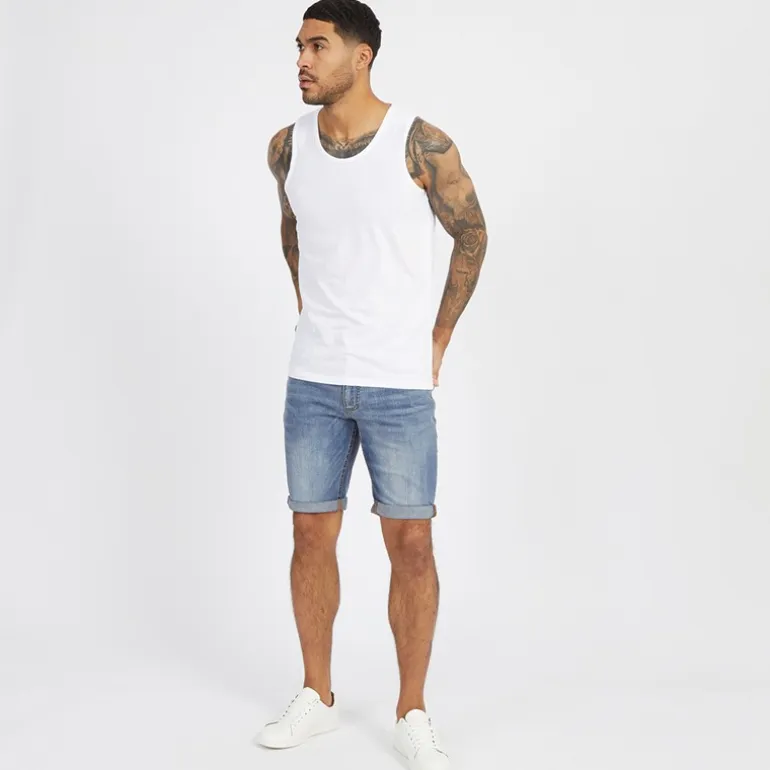 Duck And Cover Herren Zeki Jeans Shorts Stone Wash
