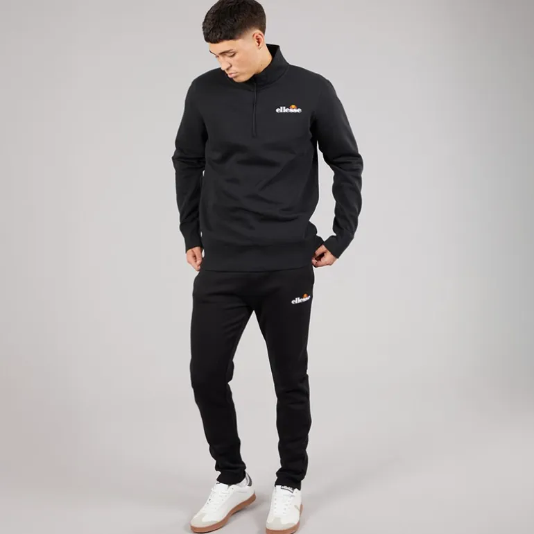 Ellesse Herren Benevento 1/4 Zip Sweatshirt Schwarz