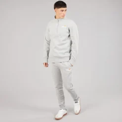 Ellesse Herren Benevento 1/4 Zip Sweatshirt Light Grey Marl