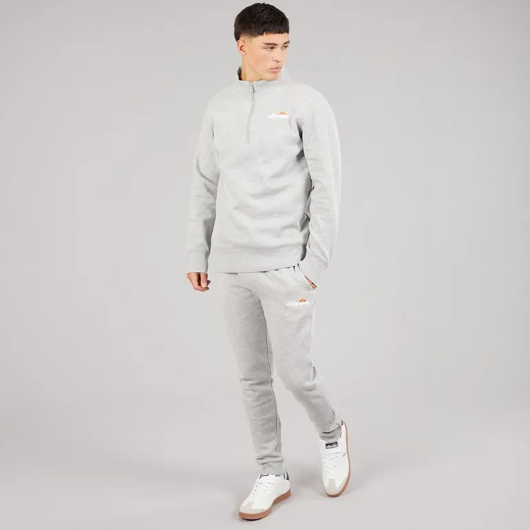 Ellesse Herren Benevento 1/4 Zip Sweatshirt Light Grey Marl