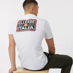 Ellesse Herren Benzina Heritage Rücken Logo T-Shirt Weiß