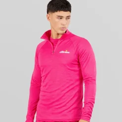 Ellesse Herren Brandon 1/4 Zip Lauf Oberteil Hot Pink