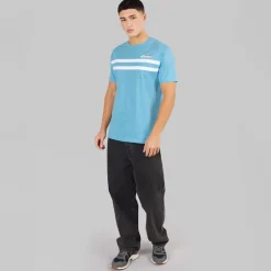 Ellesse Herren Squalius Retro Streifen T Shirt Blau