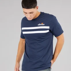 Ellesse Herren Squalius Retro Streifen T Shirt Navy
