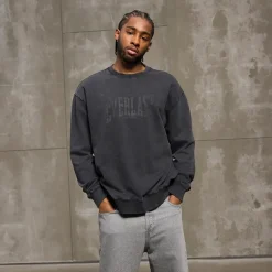 Everlast Washed Logo Crew Sweatshirt Black Beauty