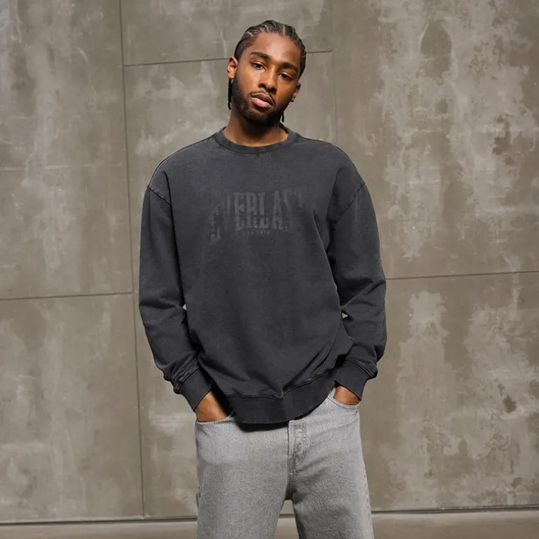 Everlast Washed Logo Crew Sweatshirt Black Beauty