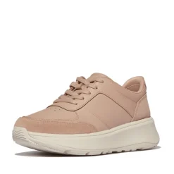 FitFlop Damen F-Mode Leder Wildleder Mix Flatform Sneaker Classic Beige