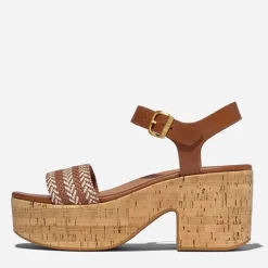 FitFlop Damen Knöchelriemen Plateau Sandalen Deep Tan