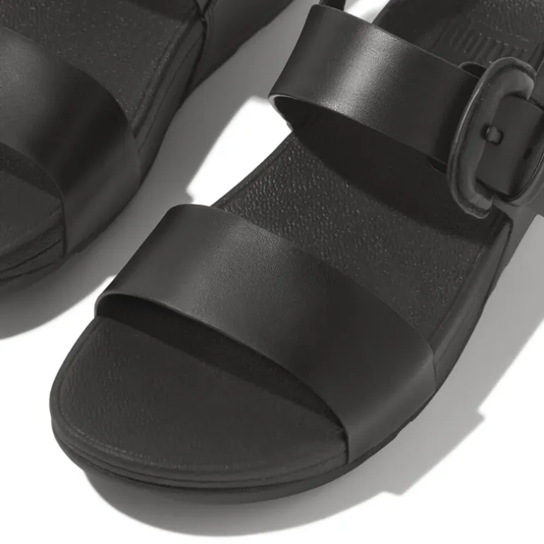 FitFlop Damen Lulu Leder Riemen Sandalen Schwarz