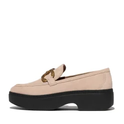 FitFlop Damen Quadrat Kette Wildleder Demi Keil Loafer Classic Beige