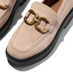 FitFlop Damen Quadrat Kette Wildleder Demi Keil Loafer Classic Beige