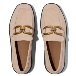FitFlop Damen Quadrat Kette Wildleder Demi Keil Loafer Classic Beige