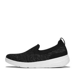 FitFlop Damen Super Q Strick Slip On Sneaker Schwarz/Silvereen