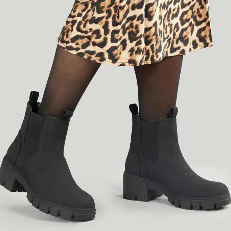 French Connection Damen Klobige Chelsea Stiefel Schwarz
