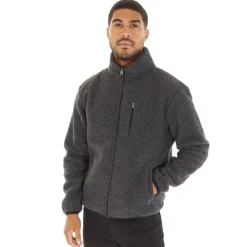 French Connection Fleece aus Borgsweatshirt mit Schalkragen Anthrazit Mel