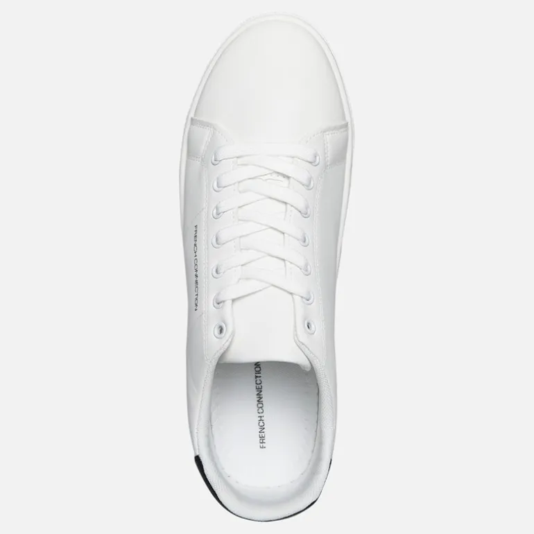 French Connection Herren Contrast Heel Tennis Sneaker Weiß
