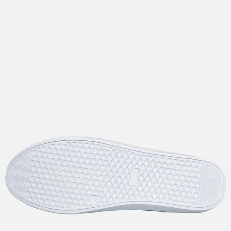 French Connection Herren FCUK Deck Slip On Canvas Sneaker Weiss/Tan At Heel