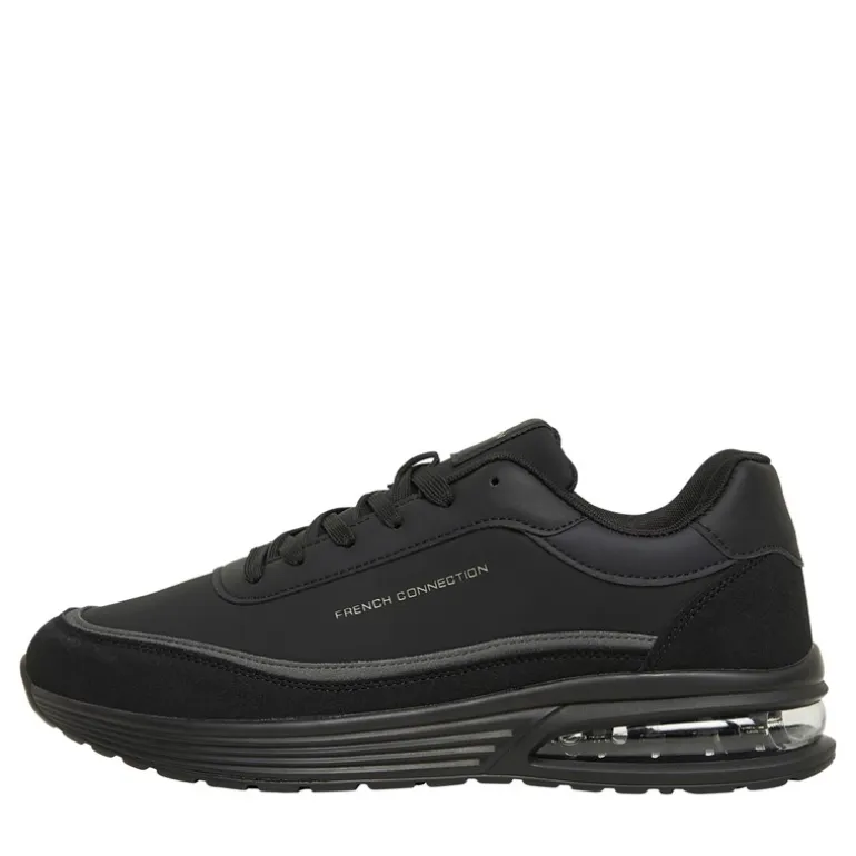 French Connection Herren PU/Suede Sneaker Schwarz