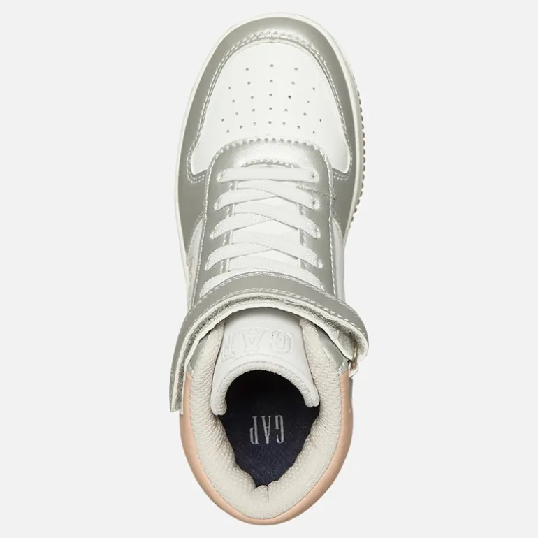 GAP Mädchen Boston Mid Sneaker Weiß Silber Rosa