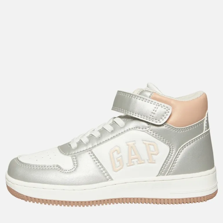 GAP Mädchen Boston Mid Sneaker Weiß Silber Rosa