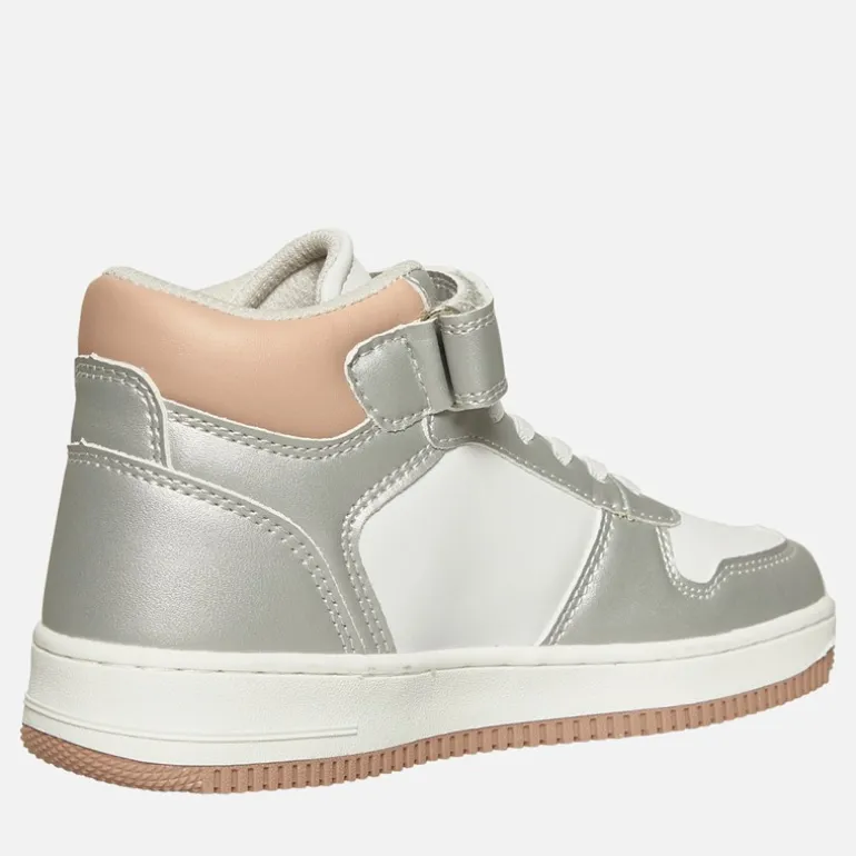 GAP Mädchen Boston Mid Sneaker Weiß Silber Rosa