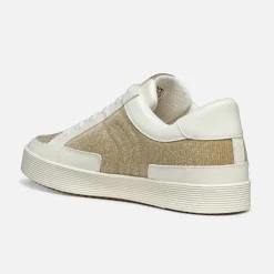 GEOX Damen Blomiee Metallic Trainers Hellgold/Off White Lt Gold/Off White