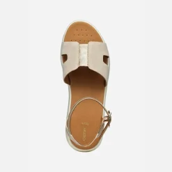 GEOX Damen Dandora Knöchel Riemen Sandalen Hellgold/Hellbraun Lt Gold/Lt Taupe