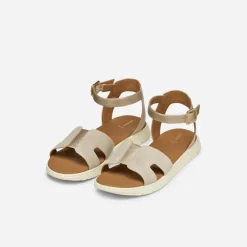 GEOX Damen Dandora Knöchel Riemen Sandalen Hellgold/Hellbraun Lt Gold/Lt Taupe