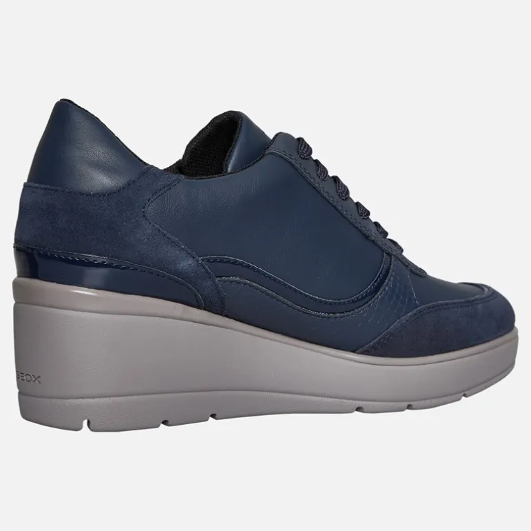 GEOX Damen Ilde Keilabsatz Reißverschluss Turnschuhe Marine