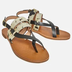 GEOX Damen Maddalusia Sandalen flach Schwarz / Weiß