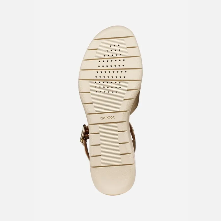 GEOX Damen Melciona Sandalen Hellgold/Papyrus Lt Gold/Papyrus